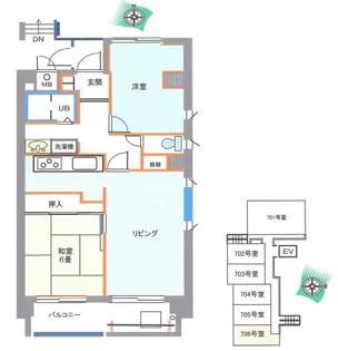 エクセレント米子【706号室】の間取り