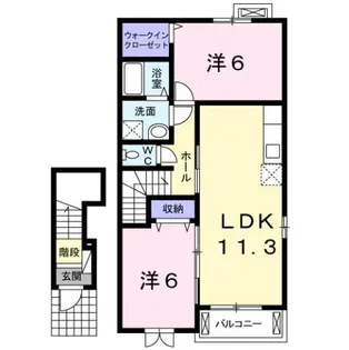 エスポワールB【2階】の間取り