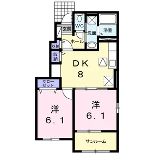ブランシェスB【1階】の間取り