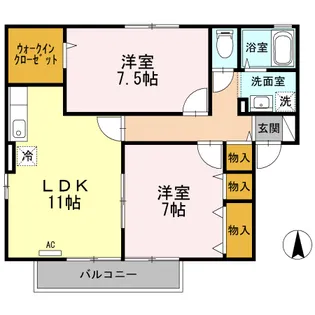グランシャリオ堀川B棟【2階】の間取り