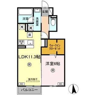 ラクードシャC【102号室】の間取り