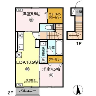 ラクードシャC【202号室】の間取り