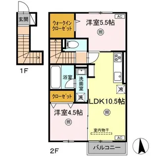 ラクードシャC【203号室】の間取り