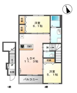 La Luce(ラルーチェ)【203号室】の間取り