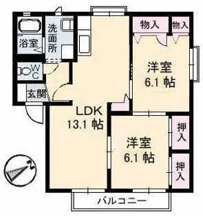 レインボーハイツB棟【205号室】の間取り