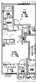 (仮称)スターテラスⅡ新開A棟【1階】の間取り