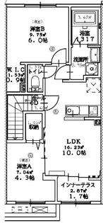 (仮称)スターテラスⅡ新開A棟【2階】の間取り