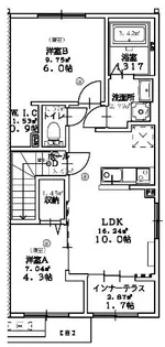 (仮称)スターテラスⅡ新開A棟【2階】の間取り