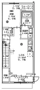 (仮称)ユニヴァリィⅡ新開B棟【2階】の間取り