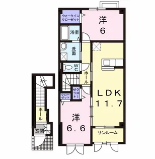 カロータ ロッソⅡ【2階】の間取り