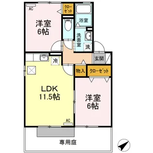 エルモッソ【102号室】の間取り