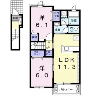 モンリーブル Ⅱ【2階】の間取り
