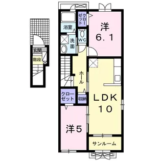 プリンセチア Ⅱ【2階】の間取り