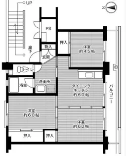 ビレッジハウス米子2号棟【504号室】の間取り