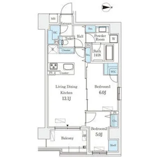 2LDKの間取り画像