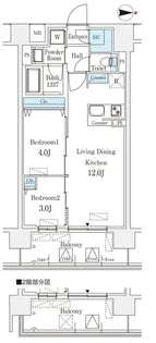 2LDKの間取り画像