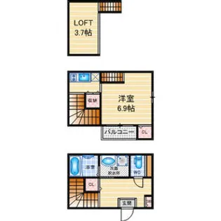 愛知県名古屋市西区江向町6丁目【アパート】の間取り