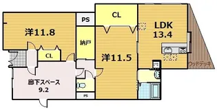 カレッジマンション七瀬川【1階】の間取り