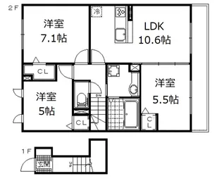 サニーウェル【2階】の間取り