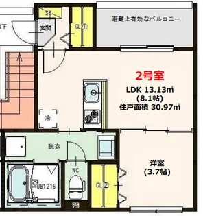 ハーモニーテラス向島西堤町【2階】の間取り