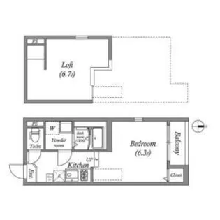 ハーモニーテラスフォース椥辻【2階】の間取り