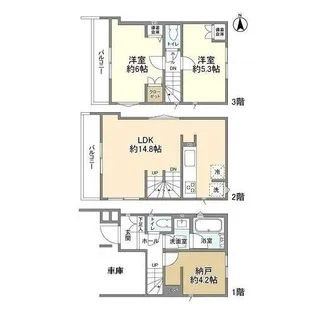 神奈川県川崎市中原区井田1丁目【一戸建】の間取り