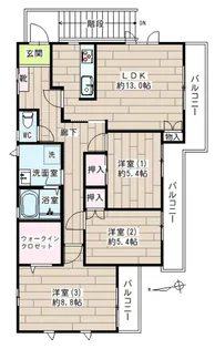 神奈川県横浜市港北区大曽根2丁目【一戸建】の間取り