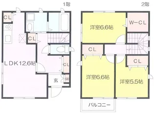 神奈川県川崎市中原区中丸子【一戸建】の間取り