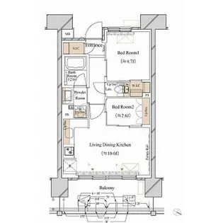 ブランシエスタ新丸子リバーフロント【0305号室】の間取り