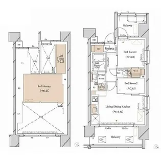 ブランシエスタ新丸子リバーフロント【1307号室】の間取り