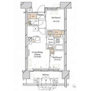 ブランシエスタ新丸子リバーフロント【0703号室】の間取り