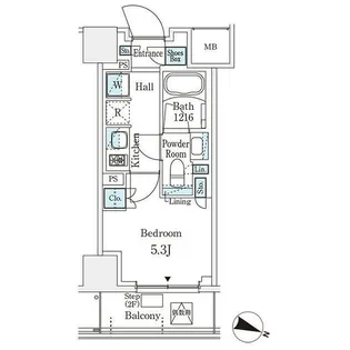 パークアクシス横浜阪東橋【804号室】の間取り