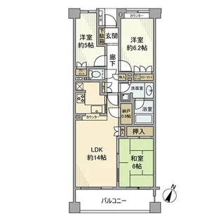 上大岡パーク・ホームズ弐番館【2階】の間取り