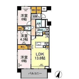 ザ・パークハウス横浜大口【D 519号室】の間取り