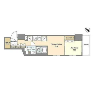 ドゥーエ横濱鶴見【712号室】の間取り