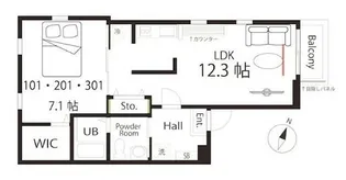 ハーミットクラブハウストゥギャザーマーサグランデ鶴見【1階】の間取り