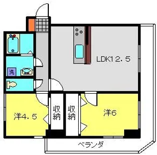 アンサンブル岸谷【409号室】の間取り