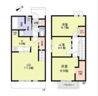 神奈川県大和市深見台2丁目【テラスハウス】の間取り