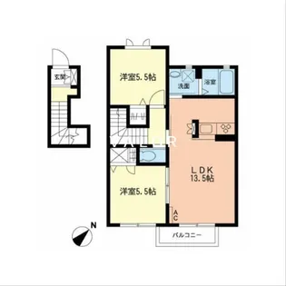 シャルマン東林間【2階】の間取り