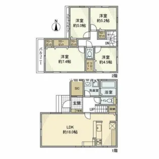 神奈川県大和市深見台3丁目【一戸建】の間取り