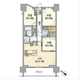 ザ・パークハウス町田フロント【13階】の間取り