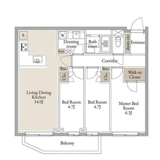 クラリティア横濱反町【2階】の間取り