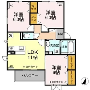 ヴューテラス寺尾の森【B202号室】の間取り