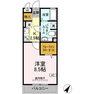 サニーフラット三ツ沢【205号室】の間取り