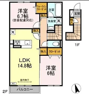 アヴァンセ横浜小机【202号室】の間取り