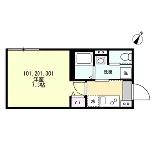 ベイルーム十日市場【1階】の間取り