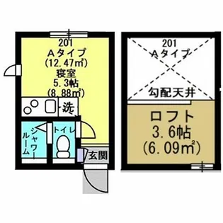 アンブランシュ大口A【2階】の間取り