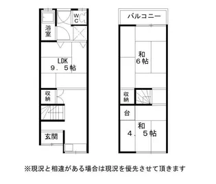 大阪府東大阪市六万寺町1丁目【一戸建】の間取り