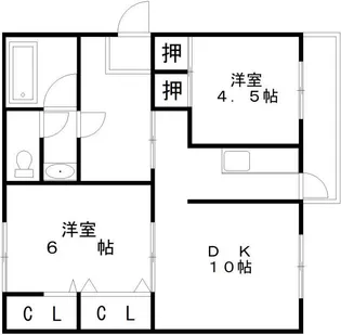 助松ハイツD棟【1階】の間取り