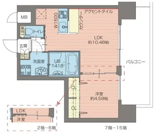 プレジオ難波WEST【2階】の間取り